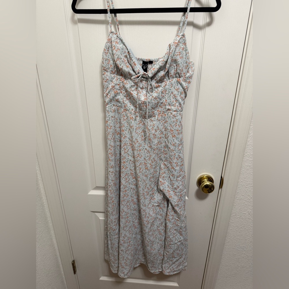 Windsor Light Blue and Orange Floral Maxi Dress